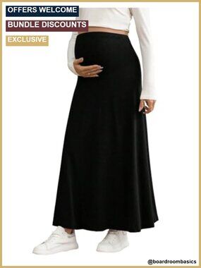 Ruffle Trim High Waisted Maternity Maxi Skirt